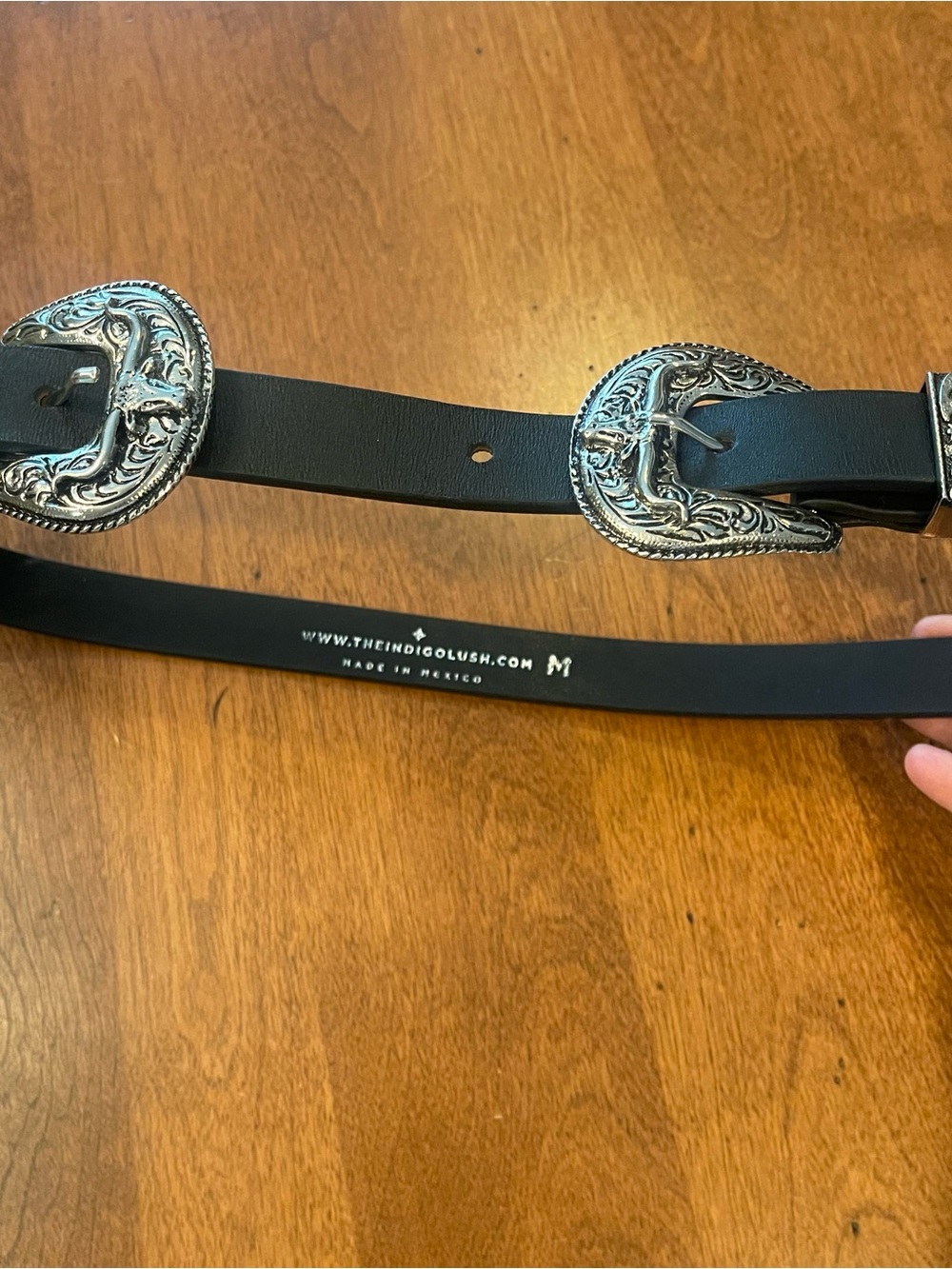 INDIGOLUSH Mexico Mini Western Double Buckle Black Silver - Picture 4 of 8